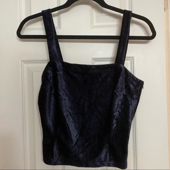 90s Vintage Square Neck Velvet Cropped Tank - Picture 1 of 4
